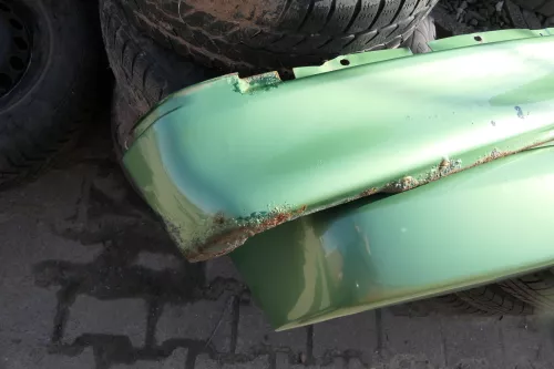 VW Polo 6N Stoßstange hinten 2-geteilte Heckstoßstange grün LA6P Stoßfänger (111307)