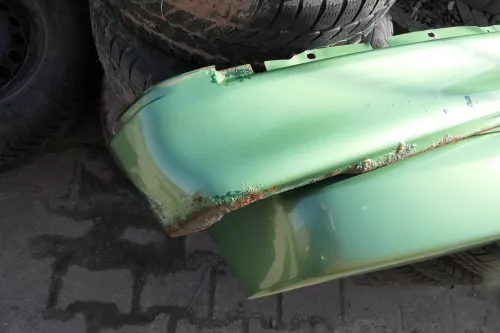 VW Polo 6N Stoßstange hinten 2-geteilte Heckstoßstange grün LA6P Stoßfänger (111307)
