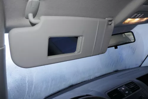 Skoda Fabia Roomster 5J Sonnenblenden Sonnenblende grau links vorne grau Spiegel