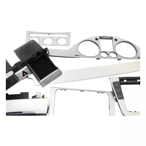 VW Passat 3C Mittelkonsole Verkleidung um Navi Klappe Abdeckung Dekor silber Pas (119459)