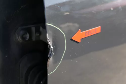 VW Fox 5Z Tür vorne links Fahrertür grau LI7F - Delle! (125200)