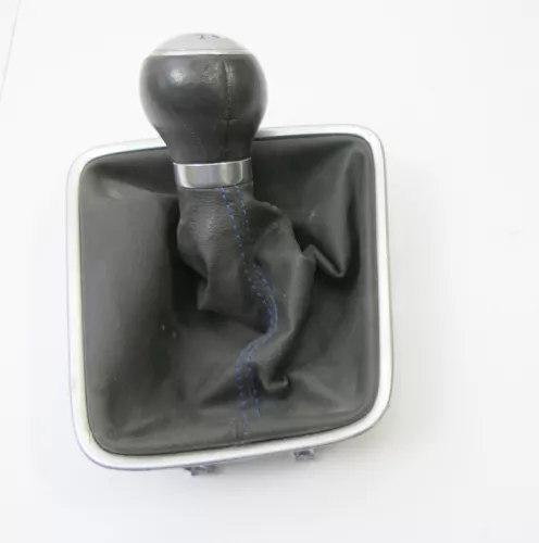 VW Golf Plus 5M Schaltknauf Schaltsack Schaltung Schaltknüppel 6-Gang Leder blau (127055)