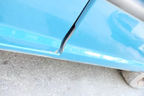 VW Caddy 3 2k Tür hinten links blau grün LN6F Scheibe Schiebetür (127595)