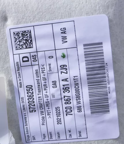 VW Crafter 7C MAN TGE LKW Trennwand unten Abtrennung Rückwandverkleidung (144881)