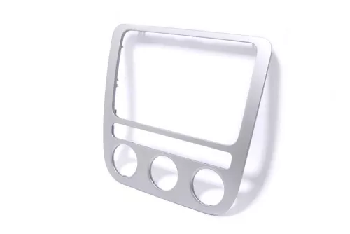 VW Eos 1F Mittelkonsole Verkleidung um Radio Klappe Abdeckung Dekor silber chrom