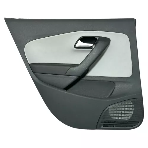 1x VW Polo 6R Türverkleidung Tür 4/5-Türer grau schwarz Kunstleder hinten links
