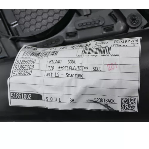 A5 8T Türverkleidung hinten rechts Leder Milano Soul ORIGINAL aus NEUFAHRZEUG (149539)