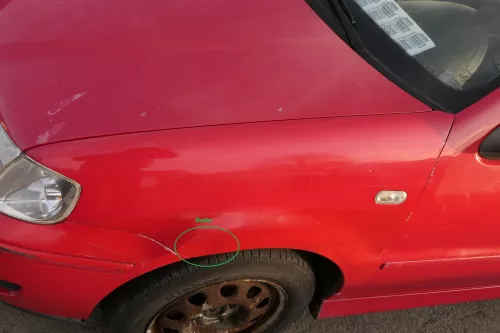 VW Polo 6N2 Kotflügel vorne links rot LP3G (bis auf den Schweller) (151815)