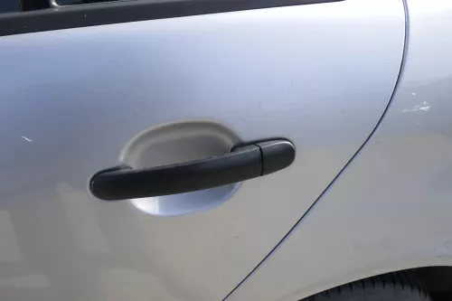 Skoda Fabia 6Y Limousine Schrägheck Tür hinten links grau silber LF7T diamantsil (155354)