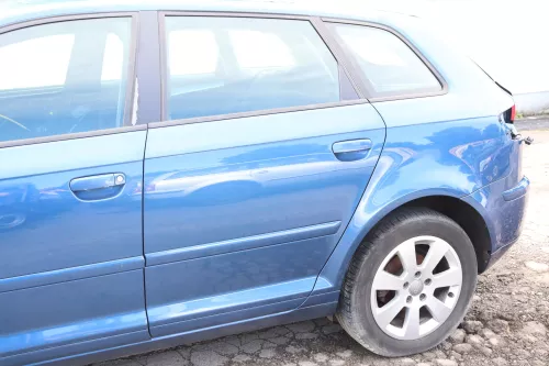 Audi A3 8P 4/5-Türer Tür hinten links Türblatt mit Rahmen blau LZ5C (157957)