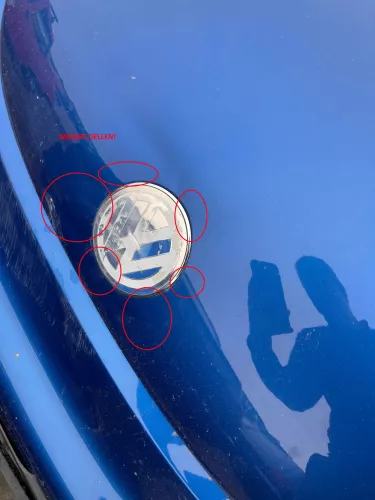 VW New Beetle 9C Motorhaube Klappe vorne blau LA5W - Dellen (159642)