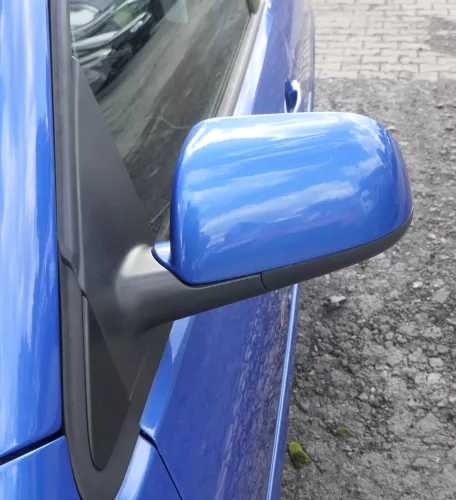 VW Polo 9N 9N3 elektrischer Spiegel Außenspiegel links vorne blau LA5M + Glas (160524)