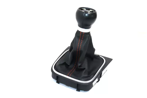 Golf 5 Schaltknauf Schaltsack Schaltung Schaltknüppel Leder 6-Gang Goal rote näh