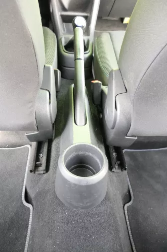 VW Up Mii Handbremse Feststellbremse Handbremshebel schwarz Leder schwarz blau (163895)