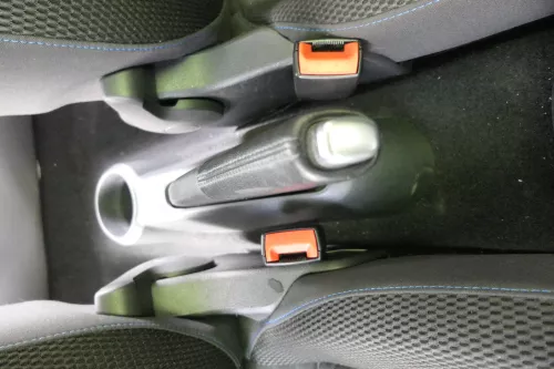 VW Up Mii Handbremse Feststellbremse Handbremshebel schwarz Leder schwarz blau (163895)