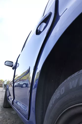 VW Touran 1T 1T3 Tür hinten links blau LL5M und Scheibe ohne Anbauteile (164486)