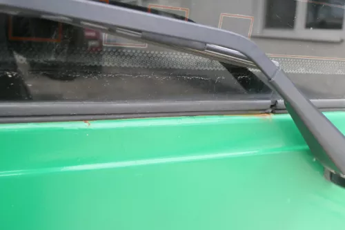 VW T4 Transporter Heckklappe Klappe hinten Kofferraumklappe grün Polizei Scheibe (166178)