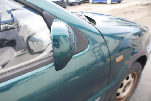 VW Polo 6N manueller manuell Spiegel Außenspiegel rechts mit Glas grün LC6P (166618)