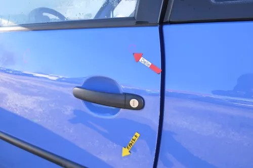 VW Lupo Seat Arosa Tür vorne links Fahrertür blau LR5A (mechanischer FH) (166884)