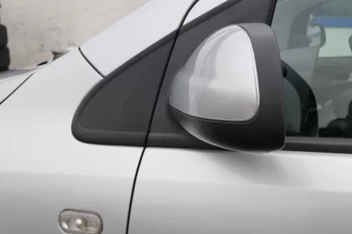 VW Fox 5Z manueller Spiegel Außenspiegel + Glas links silber LA7W (167488)