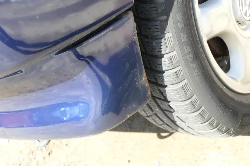 VW Polo 6N Stoßstange hinten nur Oberteil  2-geteilte Heckstoßstange blau LB5N (167855)