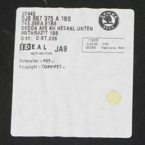 Skoda Fabia 5J Limo Abdeckung Verkleidung Kofferraum hinten Heckklappe Deckel (167903)