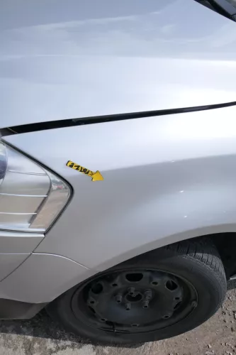 VW Fox Kotflügel vorne links silber LA7W (168981)