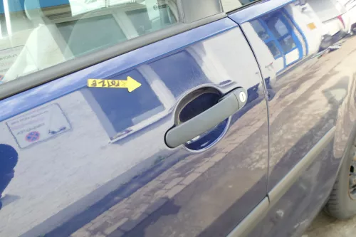 VW Polo 9N 9N3 Tür vorne links Fahrertür 2/3-Türer blau LB5N ohneAnbautei (169115)