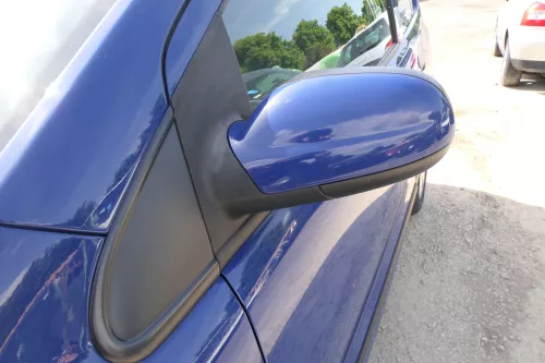 VW Fox 5Z manueller Spiegel Außenspiegel + Glas links blau LL5M