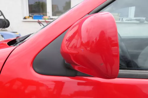 VW Polo 6N elektrischer Spiegel Außenspiegel links außen mit Glas rot LP3G (170227)