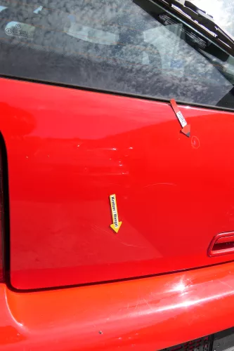 VW Lupo 6X Heckklappe Klappe Kofferraumklappe Scheibe rot LP3G (170469)