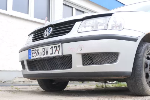 VW Polo 6N2 Stoßstange vorne Frontstoßstange Stoßfänger silber LB7Z + Grill (170481)