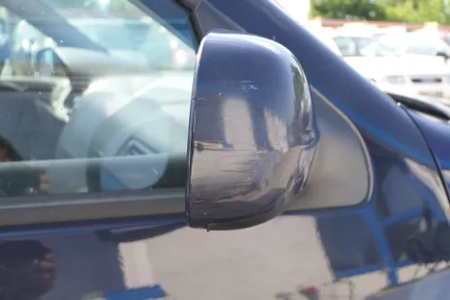 VW Golf 4 Bora manueller Spiegel vorne rechts Außenspiegel blau LA5G (170511)