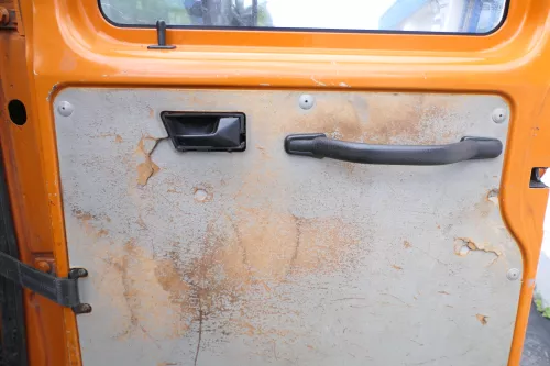 VW T4 Verkleidung Abdeckung Tür Seite rechts hinten grau DOKA 729867204A (170595)