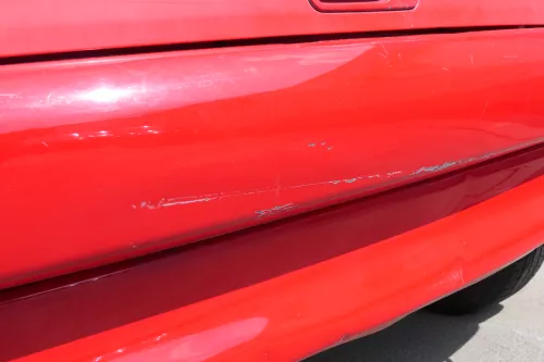 VW Polo 6N Stoßstange hinten 2-geteilte Heckstoßstange rot LP3G Stoßfänger (171171)