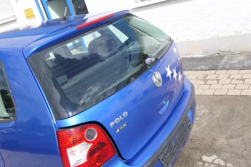 VW Polo 9N3 9N Heckklappe Kofferraumklappe Klappe blau LA5M - Scheibe (171203)
