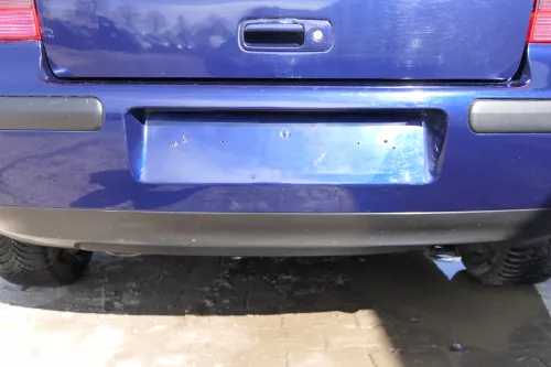 VW Golf 4 Limousine Stoßstange hinten Heckstoßstange Stoßfänger blau LB5N (174405)