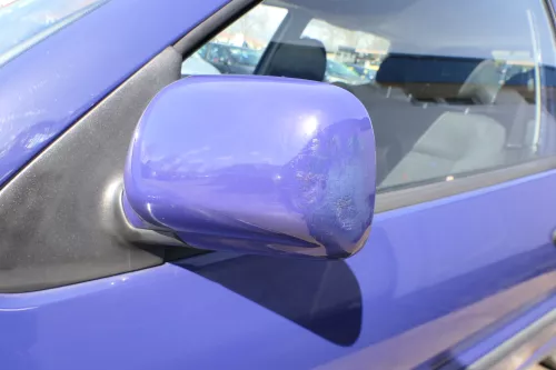 VW Polo 6N mechanisch manuell Spiegel Außenspiegel links blau lila LD5D