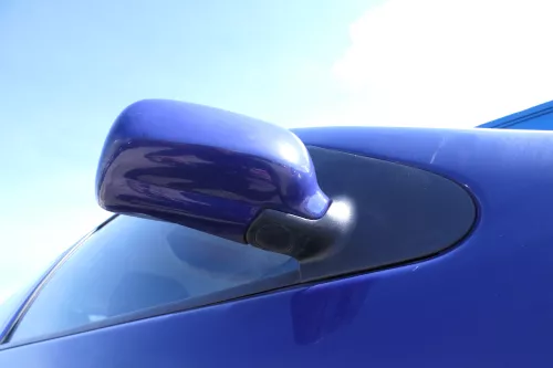 VW Polo 6N mechanisch manuell Spiegel Außenspiegel rechts blau lila LD5D (174805)