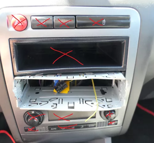 Seat Ibiza 6L Mittelkonsole Verkleidung um Radio Blende Armaturenbrett silber