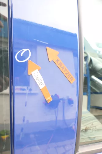 VW Fox 5Z Tür vorne rechts Beifahrertür blau LL5M - ohne Anbauteile (176377)