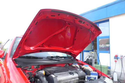 VW Polo 6N Motorhaube Frontklappe Haube vorne Klappe rot LP3G (177004)