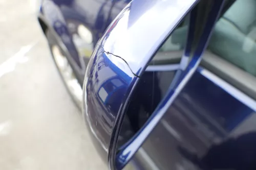 VW Golf 4 Bora manueller Spiegel vorne links Außenspiegel blau LB5N Glas (177090)