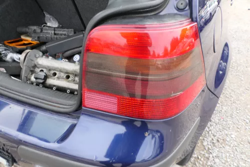 VW Golf 4 Limousine Stoßstange hinten Heckstoßstange Stoßfänger blau LB5N (177095)