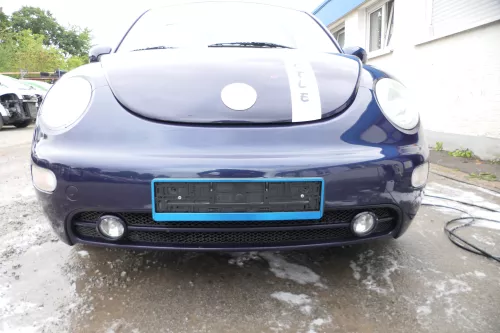 New Beetle 9C Stoßstange vorne Stoßfänger vorn blau LG5T mit Nebelscheinwerfer