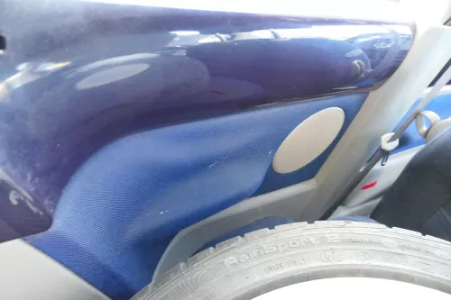 1x New Beetle 9C Seite Seitenverkleidung Verkleidung hinten links grau blau (178031)