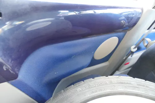 1x New Beetle 9C Seite Seitenverkleidung Verkleidung hinten links grau blau (178031)