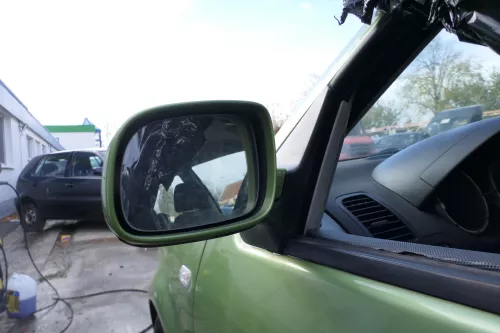 VW Polo 6N2 elektrischer Spiegel Außenspiegel links außen grün LA6M (178737)
