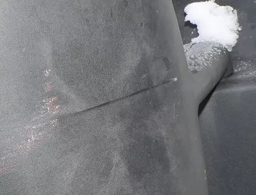 VW LT 35 2D manueller Spiegel Außenspiegel rechts Glas schwarz original  - Riß ! (179201)