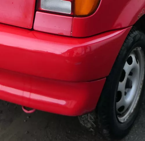 VW Polo 6N Stoßstange hinten 2-geteilte Heckstoßstange rot LP3G Stoßfänger (180282)